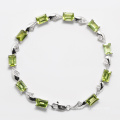 Natural peridot 925 prata esterlina nova pulseira de ouro